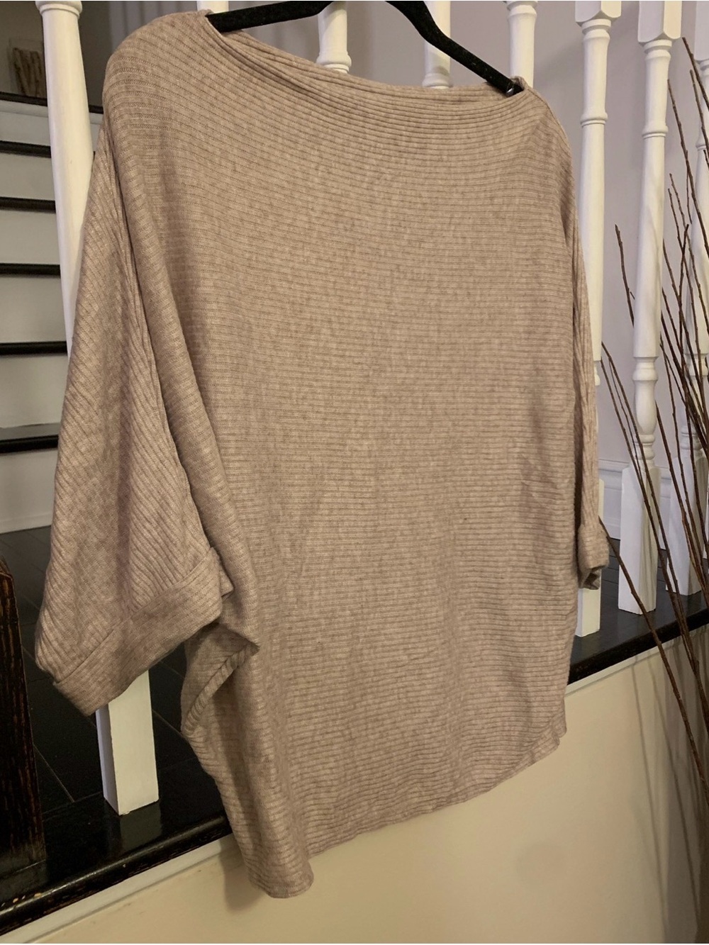 Light Grey Ribbed Dolman Sleeve Top